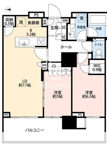 14 14階61.49㎡ 間取り図