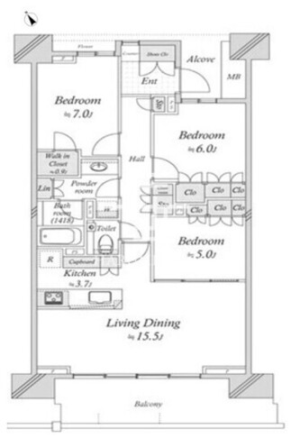 13 10階86.72㎡ 間取り図