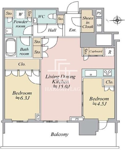 7 27階62.56㎡ 間取り図